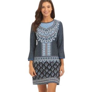 Cabana Life Shift Dress Blue Santorini Print Size L